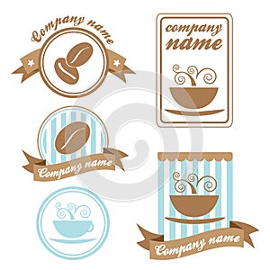 Set of five coffee logos (vector)