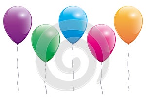 Set Of Five Colorful Balloons