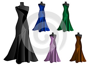 Set of five elegant dresses, cdr vector photo