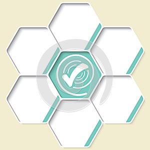 Set of five hexagons