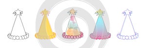 Set of five party hats with stars