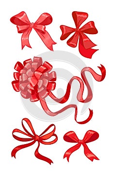 Set of five red bows