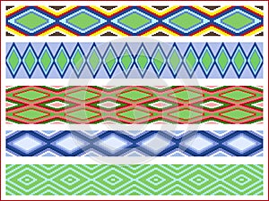 Set of five seamless rhombic patterns