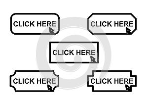 Click Here Button Set Vector Illustration â Modern Web UI Icons for Websites and Apps