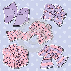 Set of Five Vector Colorful Bows