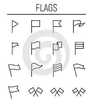 Set of flag icons in modern thin line style.