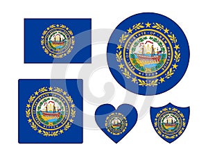 Set of Flag of USA State of New Hampshire