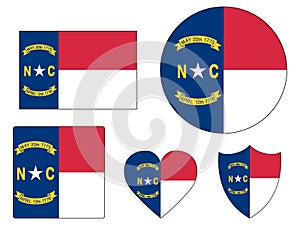 Set of Flag of USA State of North Carolina