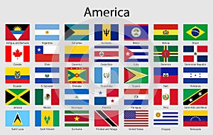 Set of flags American countries, All America flag