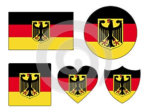 Set of Flags of Germany with Coat of Arms