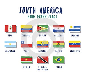 Set of flags of South American countries