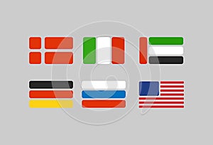 Set of flags, stylized flags from geometry: Russia, Germany. USA