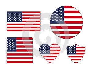 Set of Flags of United States of America