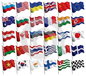 Set of flags with waves and gradients