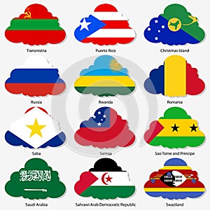 Set Flags of world sovereign states in form photo