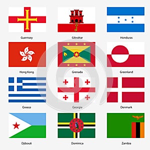 Set Flags of world sovereign states. Vector