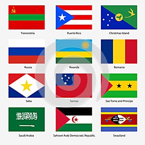 Set Flags of world sovereign states. Vector photo