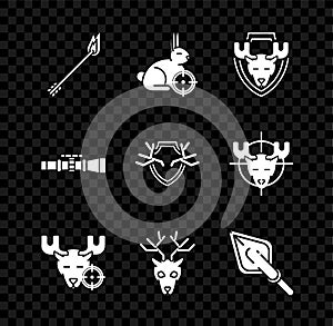 Set Flame arrow, Hunt on rabbit with crosshairs, Moose head shield, moose, Deer antlers, Hipster tip, Sniper optical