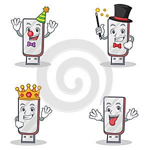 Set of flashdisk character with clown magician king crazy