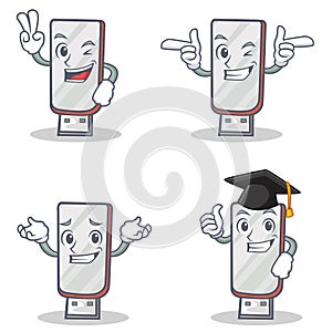 Set of flashdisk character with two finger wink graduation