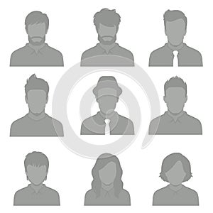 Set of flat avatar, vector people icon, user faces design illustration