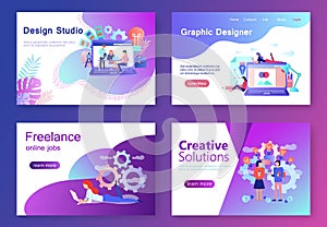 Set of flat banners creative professions.