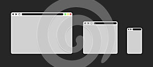 Set of Flat blank browser windows