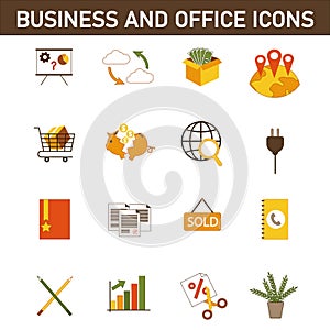 Set of flat business icons