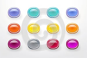 A set of flat buttons with gradient colors on a white background
