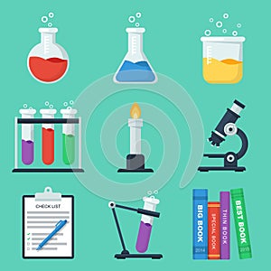 Set of flat chemistry vector icons