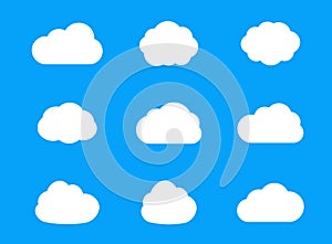 Set of flat cloud icons.