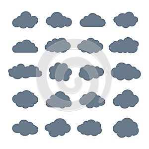 Set of Flat Clouds Icons. Cloud Shapes collection.