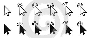 Set of flat cursor icons in arrow form, cursor signs – vector