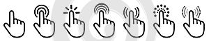 Set of flat cursor icons. Click or press cursor set. Arrow pointer, loading, progress - vector