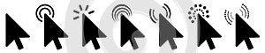 Set of flat cursor icons. Click or press cursor set. Arrow pointer, loading, progress - vector