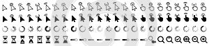 Set of flat cursor icons in hand and arrow form. Mouse click cursor set. Arrow and hand pointer, loading, progress