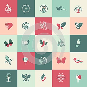 Set of flat design beauty and healthcare icons