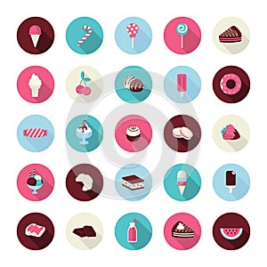 Set of flat design dessert icons