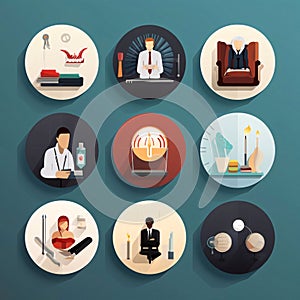 Set of flat design icons for business or education. Vector illustration