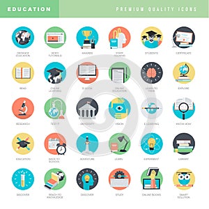 Set of flat design icons for education