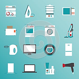 Set flat design icons of home appliances