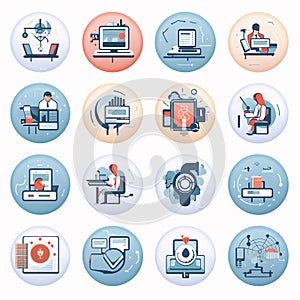 Set of flat design icons for web and mobile applications. Vector illustration