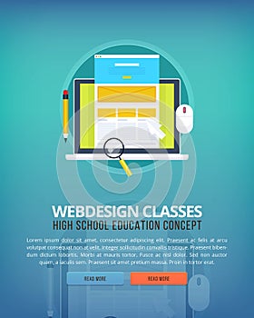 Set of flat design illustration concepts for web design. Education and knowledge ideas. Informational technologies and