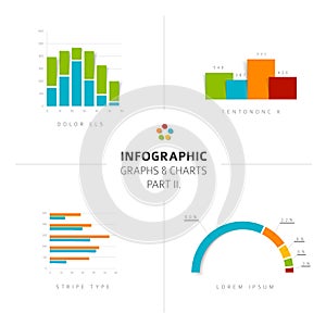 Set of flat design infographic charts and graphs 2