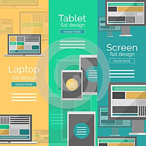 Set of flat design screen concepts