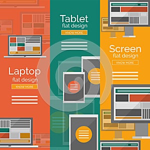 Set of flat design screen concepts