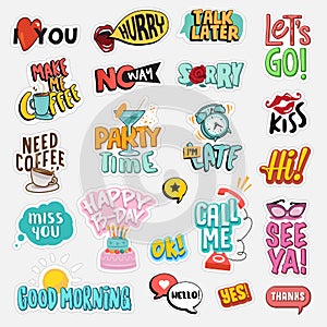 Set of flat design social network stickers