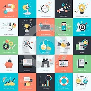 Set of flat design style icons for business and marketing