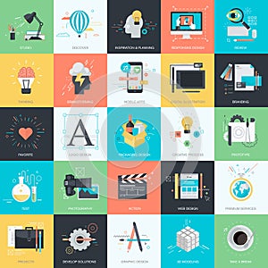 Set of flat design style icons for graphic and web design