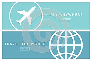 Set of flat design travel concepts. Travel the world and Fly anywhere. Presentation templates. photo
